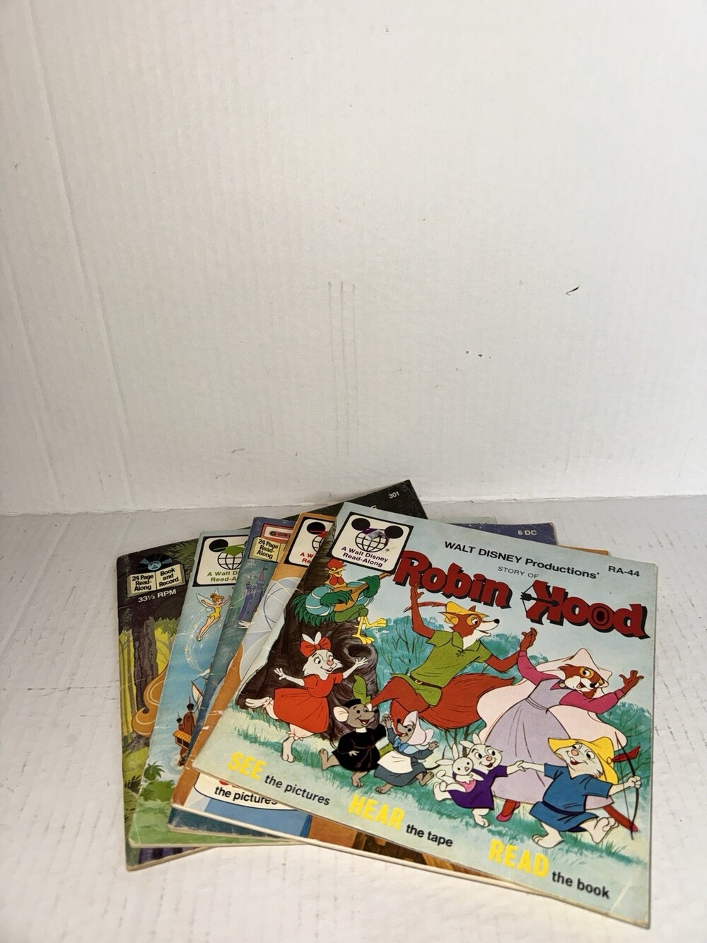 Vintage Walt Disney Read Along Books Lot of 5 Robin Hood Peter Pan Pinocchio